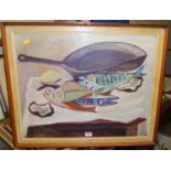 Contemporary school - still life with fish ***COLOUR PRINT***, 48 x 59cmCondition report: COLOUR