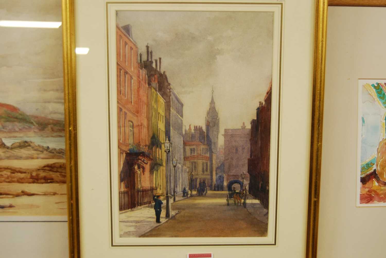 Early 20th century school - London? street scene with horse and cart, watercolour, 27x18cm - Bild 2 aus 3