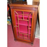 An Edwardian mahogany, satinwood inlaid and chequer strung single door astragal glazed music