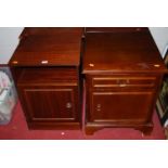 A set of three oak veneered pot cupboards; together with one other similar hardwood example (4)