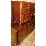 A reproduction mahogany serpentine front chest of four long drawers; together with an office