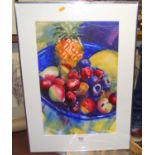 Janet Judge - still life with fruit in a bowl, watercolour signed lower right, 53x35cm