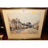 GA Gunn - unknown street scene, watercolour, signed lower right, 30x40cm