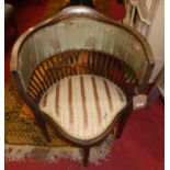 An Edwardian mahogany tub salon chair, having silk upholstery, w.53cmCondition report: Upholstery