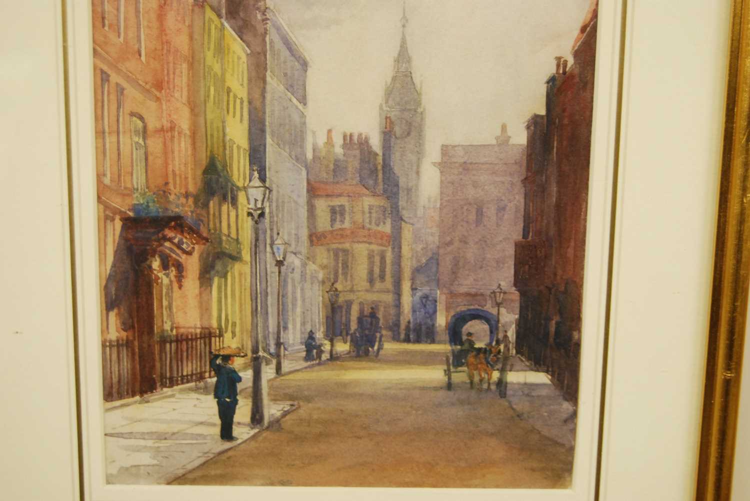 Early 20th century school - London? street scene with horse and cart, watercolour, 27x18cm - Bild 3 aus 3