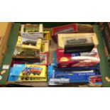 One tray containing a collection of various mixed scale diecast vehicles, to include commercial