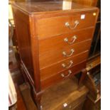 An early 20th century mahogany five drawer music chest, on cabriole supports, w.54cm