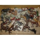 One tray containing a collection of lead hollowcast miniatures, to include Britains farm and zoo