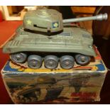 A Gama Toys tinplate and clockwork No.98 battle tank, in original box