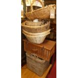 Various wicker wares, to include Fortnum & Mason's hamper basket, laundry baskets, picnic baskets