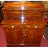 A William IV mahogany and flame mahogany chiffonier, having a raised superstructure, twin frieze