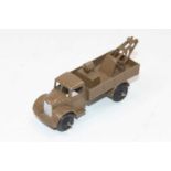 Dinky Toys No. 30E Breakdown Truck finished in drab brown with jib and hook, black ridged hubs,