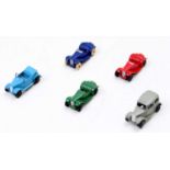 Dinky Toys 35 Series model car group of 5 to include, No. 35A Saloon Car in grey, No. 35C MG