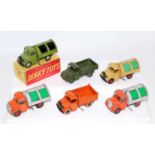 Dinky Toys Bedford models group of 6 to include, No. 25M Bedford End Tipper in orange in excellent