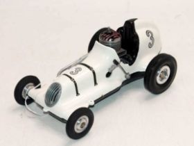 An original Ray Cox Thimbledrome Tether Car, finished in white with racing number 3, excellent