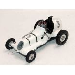 An original Ray Cox Thimbledrome Tether Car, finished in white with racing number 3, excellent