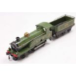 1927-8 Hornby clockwork 4-4-0 loco & tender, lined crest on cab-side, Apple Green, lined LNER on