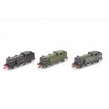 Three EDL7 Hornby Dublo 3-rail tank locos: LNER 2690 black, (E) as a repaint; GWR 6699 GWR on side