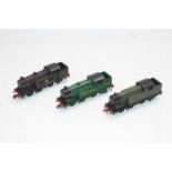 Three Hornby Dublo 3-rail 0-6-2 tank locos: EDL7 GWR 6699 pin missing from centre con rod r/h