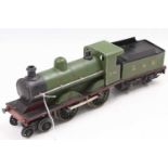 Gauge 1 Marklin clockwork 4-4-0 loco, green running number 294, noticeable repainting (G-VG); With