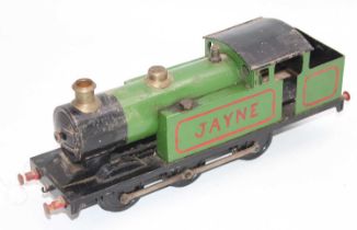 Gauge 1 Live Steam scratch built model of a 0-6-0 Steam locomotive, named Jayne, finished in green
