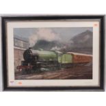 Large framed Limited edition print by Frank Wass depicting a Thompson Pacific Class Locomotive