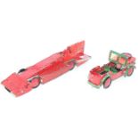 Scratchbuilt Meccano Model of a Land Speed Record Car, constructed from 1950-60s components, sold