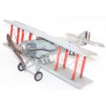 A reproduction tinplate model of a Bristol F2.b Fighter, finished in grey with RAF Roundels,