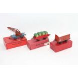 Three Hornby 0 gauge items: 1931-33 crane truck, plain, blue standard base, red lined brown jib,