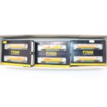 6 boxed Graham Farish N Gauge DHL No.377-355 2 Piece Intermodal Bogie Wagons with DHL Containers,