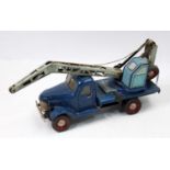 ZIL Toy of Russia, tinplate large scale model of a breakdown crane, dark blue cab and back, with