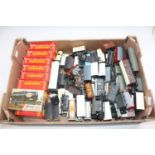Large tray containing approx. 60 unboxed goods wagons – variety of styles and makes with 6 X R015 ‘
