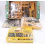 A large tray containing model railway items from a repairer’s/enthusiast’s workshop. Contains