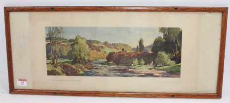 Original Framed and glazed carriage print depicting River Allen near Bardon Mill County Durham, from