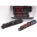 Six locos, mainly Hornby: LMS 2-6-4 tank 2308 red, weathered rods (G); LMS 2-6-4 tank 2345 red, rods