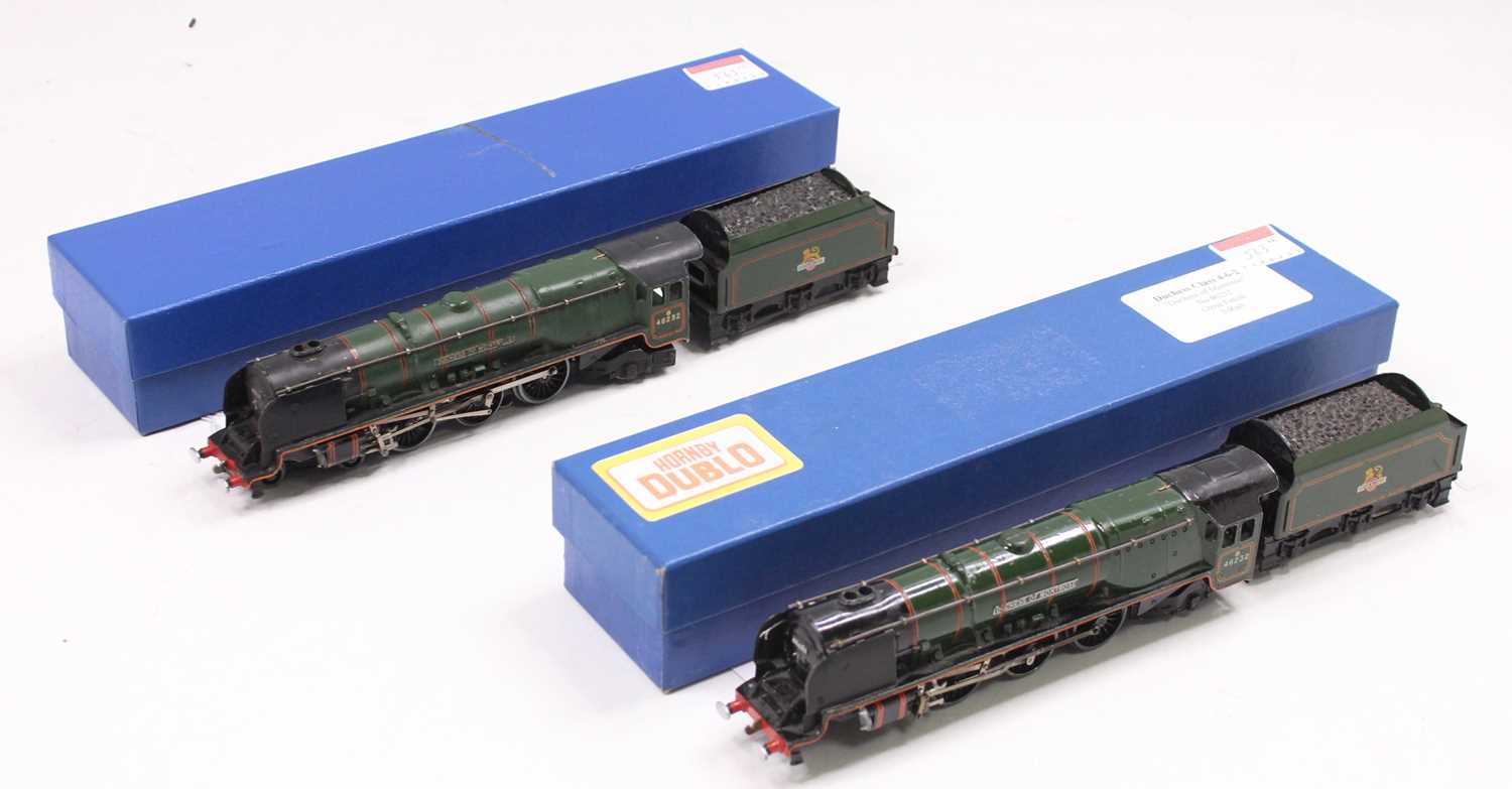 Two Hornby Dublo EDL12 3-rail ‘Duchess of Montrose’ locos & tenders, one gloss (G) with another matt