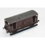 LMC (Leeds) True Scale handmade goods brake van, brown body grey roof, marked 20T M62524, 3-link