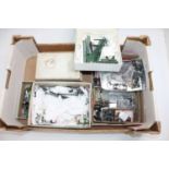 A large tray containing model railway items from a repairer’s/enthusiast’s workshop. Contains a wide