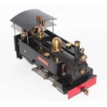 32mm scale gas powered model of a 0-6-0 live steam locomotive, 16mm: 1ft scale, finished in black