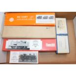 Five partly built 00 gauge loco kits, completeness not checked: Nu-Cast LNER/LMS/GWR/BR Sentinel