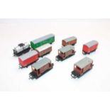 Small tray of eight unboxed Wrenn wagons plus one other Esso tank: Southern Railway CGT Utility van;