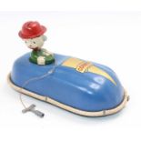 A Codeg of England tinplate and clockwork model of a Dodgem car, finished in blue with driver figure