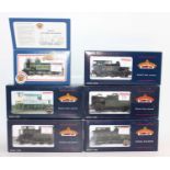 Five 00 gauge Bachmann Branchline tank & one diesel shunter locos: 31-050 LNER J72 8680 green; 32-