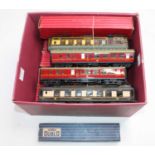 Fourteen Hornby Dublo coaches: All three Pullman’s; sleeping car; passenger brake (all NM-BVG);