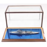 A well made scale model of HMS 'Newfoundland' constructed in metal with full detail, presented in