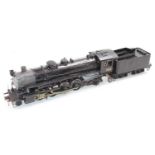 Aster based Live Steam Coal Fired Gauge 1 Model of a Mikado 2-8-2 locomotive and tender, finished in