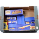 2 boxes containing a collection of Hornby Dublo lineside accessories, stations, track, points and