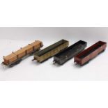 Four Hornby No.2 bogie wagons including three 1936-41 High Capacity: LMS (VG-E); GW loco coal some