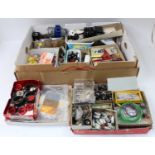 A large tray containing model railway items from a repairer’s/enthusiast’s workshop. Contains a wide