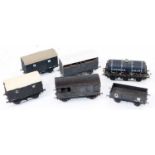 Six GW kit built 0 gauge wagons, finescale wheels: Toad goods brake; cattle; ventilated van;